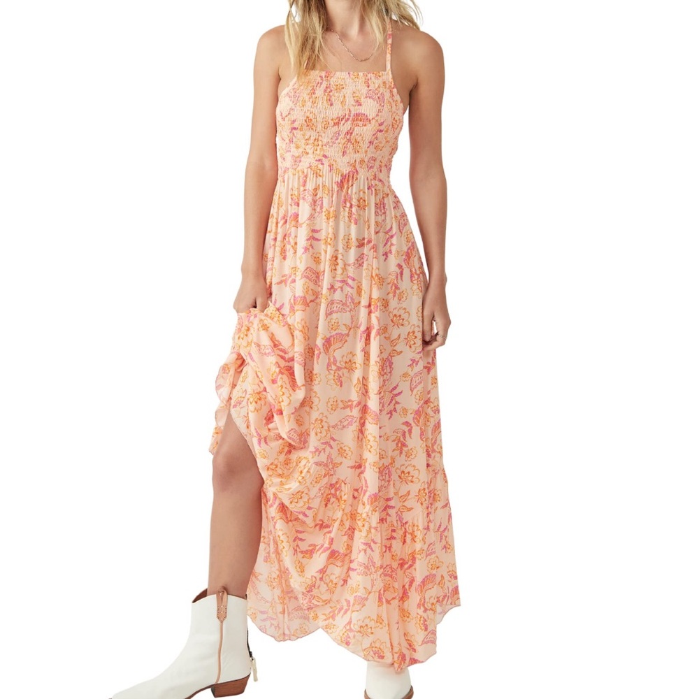 Free People Heat Wave Floral High Low Maxi Dress small